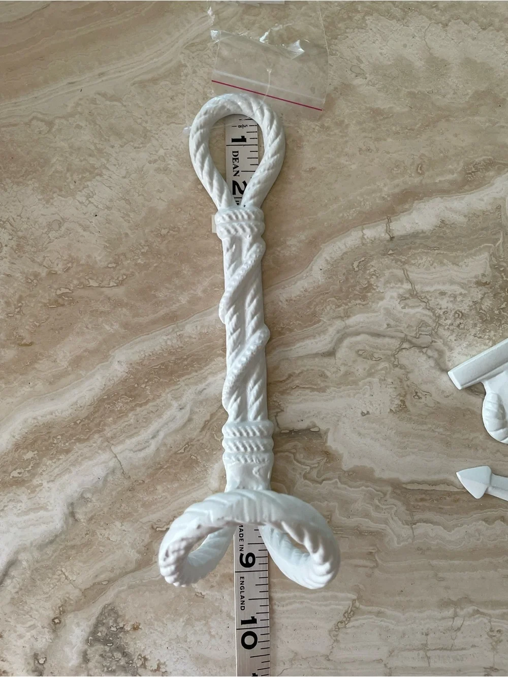 NWT White Nautical Rope & Anchor Wall Hooks - Set of 2